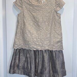 Elegant Cream and Gray Kids Dress